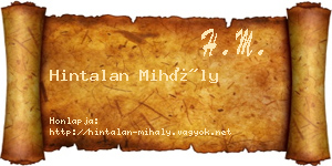 Hintalan Mihály névjegykártya